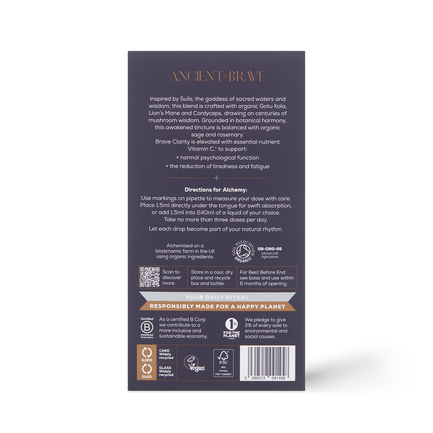 Brave Clarity Mushroom Tincture Bottle 50ml